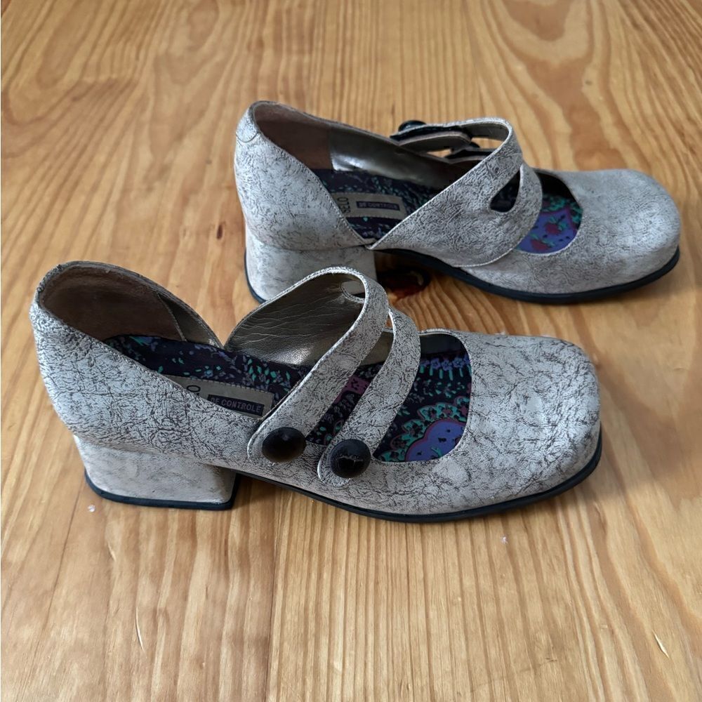 Selo De Controle Brazilian Genuine Leather Retro Heeled Shoes Women’s 7.5-8 - Picture 7 of 12